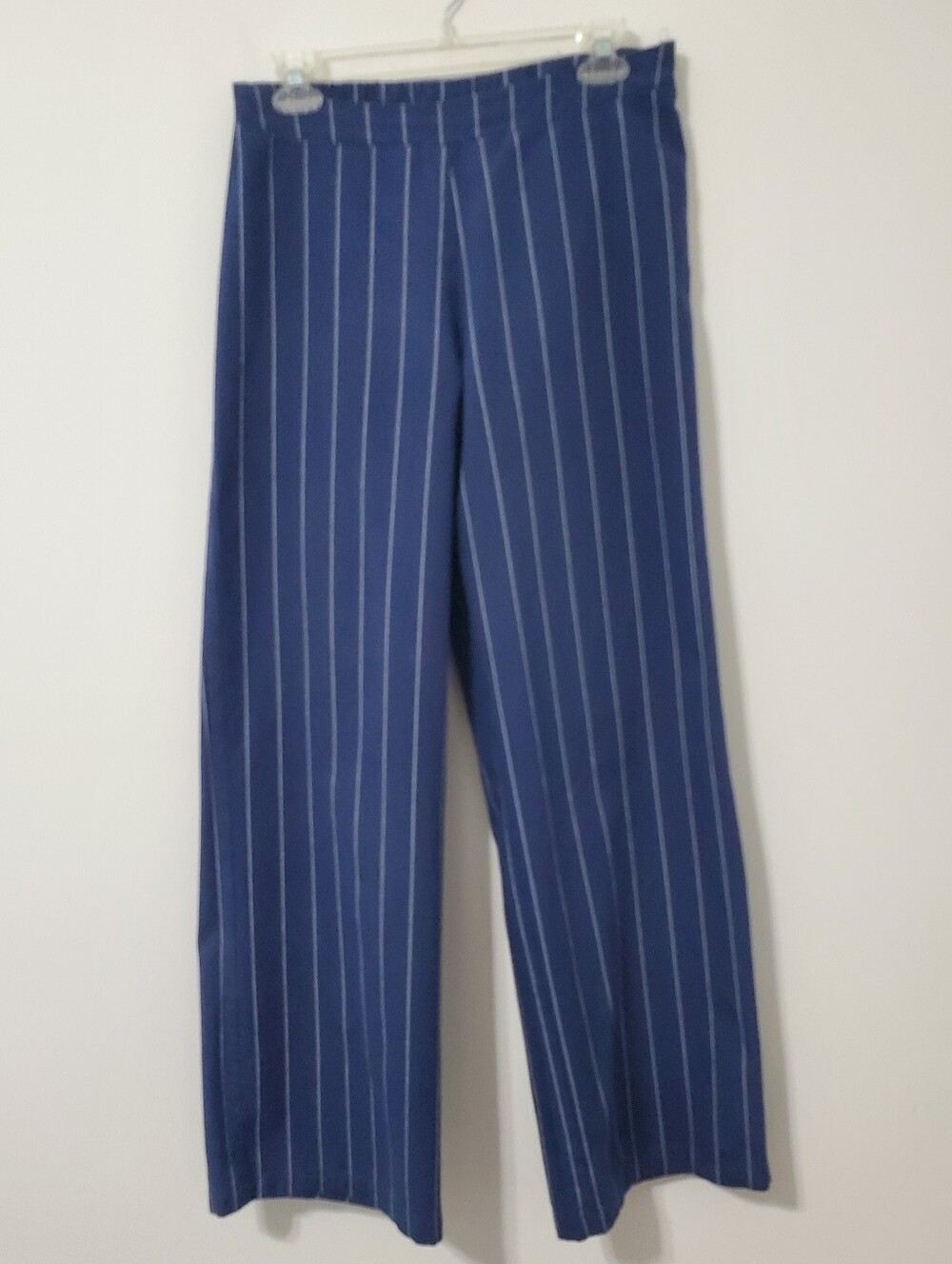 LuluMari Navy Blue Pinstripe Wide Leg Pants Women Size Medium